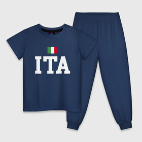 Детская пижама хлопок с принтом Italy Team , 100% хлопок |  брюки и футболка прямого кроя, без карманов, на брюках мягкая резинка на поясе и по низу штанин
 | football | forza | italia | italy | milan | rome | sport | гол | евро | европа | италия | итальянец | кубок | манчини | милан | рим | спорт | тренер | турист | фанат | футбол | футболист | чемпион