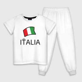 Детская пижама хлопок с принтом Italia 2021 , 100% хлопок |  брюки и футболка прямого кроя, без карманов, на брюках мягкая резинка на поясе и по низу штанин
 | football | forza | italia | italy | milan | rome | sport | гол | евро | европа | италия | итальянец | кубок | манчини | милан | рим | спорт | тренер | турист | фанат | футбол | футболист | чемпион