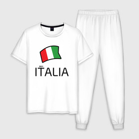 Мужская пижама хлопок с принтом Italia 2021 , 100% хлопок | брюки и футболка прямого кроя, без карманов, на брюках мягкая резинка на поясе и по низу штанин
 | football | forza | italia | italy | milan | rome | sport | гол | евро | европа | италия | итальянец | кубок | манчини | милан | рим | спорт | тренер | турист | фанат | футбол | футболист | чемпион