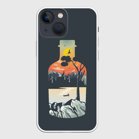 Чехол для iPhone 13 mini с принтом Философия ,  |  | бутылка | горы | закат | пейзаж | природа | философия | япония