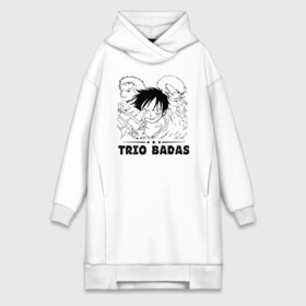 Платье-худи хлопок с принтом TRIO BADAS One Piece ,  |  | anime | manga | monkey d. luffy | one piece | vinsmoke sanji | zoro roronoa | аниме | большой куш | ван пис | винсмок санджи | вон пис | король пиратов | луфи | луффи | манга | манки д. луффи | пират | ророноа зоро | соломенная шляпа