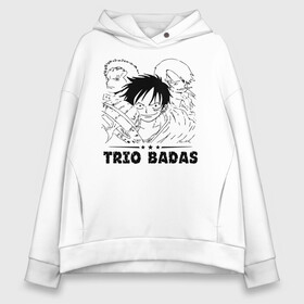 Женское худи Oversize хлопок с принтом TRIO BADAS One Piece , френч-терри — 70% хлопок, 30% полиэстер. Мягкий теплый начес внутри —100% хлопок | боковые карманы, эластичные манжеты и нижняя кромка, капюшон на магнитной кнопке | anime | manga | monkey d. luffy | one piece | vinsmoke sanji | zoro roronoa | аниме | большой куш | ван пис | винсмок санджи | вон пис | король пиратов | луфи | луффи | манга | манки д. луффи | пират | ророноа зоро | соломенная шляпа