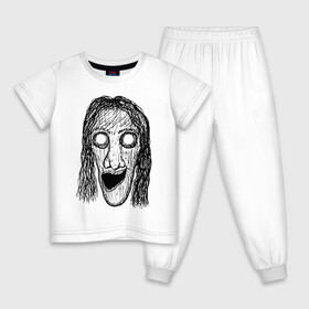 Детская пижама хлопок с принтом Растрепанное лицо , 100% хлопок |  брюки и футболка прямого кроя, без карманов, на брюках мягкая резинка на поясе и по низу штанин
 | dead | ghost | halloween | horror | suspense | vampire | witch | zombie