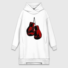 Платье-худи хлопок с принтом Боксерские перчатки ,  |  | boxing | gloves | боевые искусства | бокс | день бокса | спорт