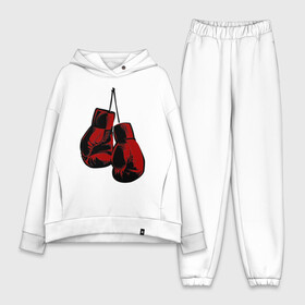 Женский костюм хлопок Oversize с принтом Боксерские перчатки ,  |  | boxing | gloves | боевые искусства | бокс | день бокса | спорт