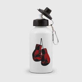 Бутылка спортивная с принтом Боксерские перчатки , металл | емкость — 500 мл, в комплекте две пластиковые крышки и карабин для крепления | boxing | gloves | боевые искусства | бокс | день бокса | спорт