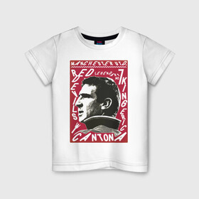 Детская футболка хлопок с принтом Эрик Кантона Манчестер Юнайтед , 100% хлопок | круглый вырез горловины, полуприлегающий силуэт, длина до линии бедер | cantona | кантона | манчестер | ретро | эрик | юнайтед