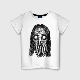 Детская футболка хлопок с принтом Череп с волосами и щупальцами , 100% хлопок | круглый вырез горловины, полуприлегающий силуэт, длина до линии бедер | dead | halloween | horror | lovecraft | skull | suspense | witch | zombie