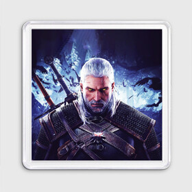 Магнит 55*55 с принтом THE WITCHER / GERALT OF RIVIA , Пластик | Размер: 65*65 мм; Размер печати: 55*55 мм | the witcher | ведьмак | геральт | зе витчер | игра | компьютерная игра