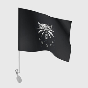 Флаг для автомобиля с принтом THE WITCHER СЕРЫЙ ЛОГОТИП , 100% полиэстер | Размер: 30*21 см | the witcher | ведьмак | зе витчер | игра | компьютерная игра | лого | логотип