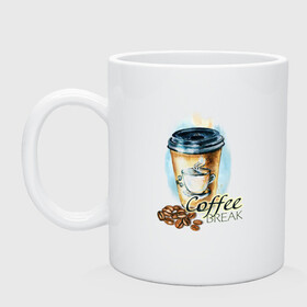 Кружка керамическая с принтом Coffee break , керамика | объем — 330 мл, диаметр — 80 мм. Принт наносится на бока кружки, можно сделать два разных изображения | coffee | зерна | кофе | кофейные | кофейные зерна | кофейный | любителю кофе | люблю кофе | стаканчик | чашка кофе