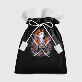 Подарочный 3D мешок с принтом ГеЙша и СамураЙ , 100% полиэстер | Размер: 29*39 см | Тематика изображения на принте: девушка | самурай | япония