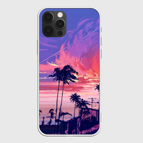 Чехол для iPhone 12 Pro с принтом Пейзаж , силикон | область печати: задняя сторона чехла, без боковых панелей | америка | закат | летний | лето | майами | море | пальмы | пейзаж | пляж | рассвет