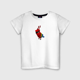 Детская футболка хлопок с принтом Попугай | Parrot , 100% хлопок | круглый вырез горловины, полуприлегающий силуэт, длина до линии бедер | minecraft | красный | крылатая | попугай | птица