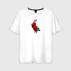 Женская футболка хлопок Oversize с принтом Попугай | Parrot , 100% хлопок | свободный крой, круглый ворот, спущенный рукав, длина до линии бедер
 | minecraft | красный | крылатая | попугай | птица
