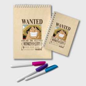 Блокнот с принтом WANTED Monkey D. Luffy , 100% бумага | 48 листов, плотность листов — 60 г/м2, плотность картонной обложки — 250 г/м2. Листы скреплены удобной пружинной спиралью. Цвет линий — светло-серый
 | Тематика изображения на принте: anime | manga | monkey d. luffy | one piece | аниме | большой куш | ван пис | вон пис | гол д. роджер | кайдо | король пиратов | луфи | луффи | манга | манки д. луффи | нами | нико робин | пират | портгас д. эйс | ророноа зоро