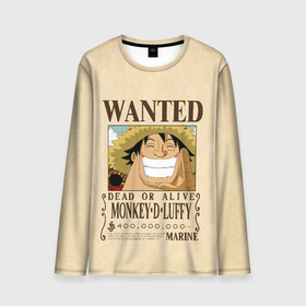 Мужской лонгслив 3D с принтом WANTED Monkey D. Luffy , 100% полиэстер | длинные рукава, круглый вырез горловины, полуприлегающий силуэт | Тематика изображения на принте: anime | manga | monkey d. luffy | one piece | аниме | большой куш | ван пис | вон пис | гол д. роджер | кайдо | король пиратов | луфи | луффи | манга | манки д. луффи | нами | нико робин | пират | портгас д. эйс | ророноа зоро