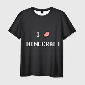 Мужская футболка 3D с принтом Minecraft , 100% полиэфир | прямой крой, круглый вырез горловины, длина до линии бедер | Тематика изображения на принте: minecraft | алмаз | динамит | еда | кирка | копатели | криппер | майнкрафт | мясо | песочница | ресурсы | ресы | черный | я люблю майнкрафт