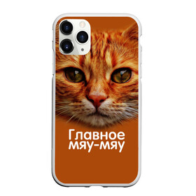 Чехол для iPhone 11 Pro матовый с принтом ГЛАВНОЕ МЯУ-МЯУ , Силикон |  | главное мяу мяу | животные | кот | кошка | мордочка | мяу | рыжий