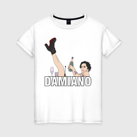 Женская футболка хлопок с принтом Damiano Maneskin , 100% хлопок | прямой крой, круглый вырез горловины, длина до линии бедер, слегка спущенное плечо | давид | дамиано | монескин