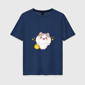 Женская футболка хлопок Oversize с принтом Cute cat , 100% хлопок | свободный крой, круглый ворот, спущенный рукав, длина до линии бедер
 | cat | kitty | дружба | котенок | милый | мультяшный | обнимашки