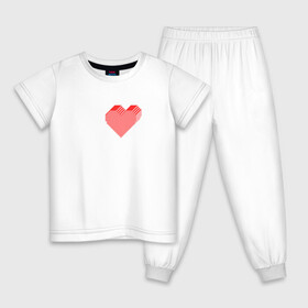 Детская пижама хлопок с принтом Сердце , 100% хлопок |  брюки и футболка прямого кроя, без карманов, на брюках мягкая резинка на поясе и по низу штанин
 | 3д сердце | любовь | минимализм | рисунок | сердце
