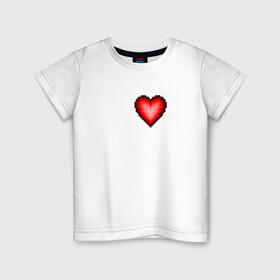 Детская футболка хлопок с принтом Пиксельное Сердце , 100% хлопок | круглый вырез горловины, полуприлегающий силуэт, длина до линии бедер | любовь | пиксели | пиксельное сердце | пиксельный рисунок | сердце