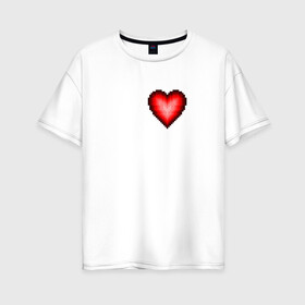 Женская футболка хлопок Oversize с принтом Пиксельное Сердце , 100% хлопок | свободный крой, круглый ворот, спущенный рукав, длина до линии бедер
 | любовь | пиксели | пиксельное сердце | пиксельный рисунок | сердце