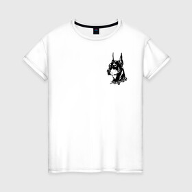 Женская футболка хлопок с принтом Doberman , 100% хлопок | прямой крой, круглый вырез горловины, длина до линии бедер, слегка спущенное плечо | dog | streetwear | доберман | ошейник | собака