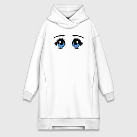 Платье-худи хлопок с принтом Глазки аниме ,  |  | anime | baby | blue | cartoon | cute | emoji | emotion | eyes | face | kawaii | аниме | большие глаза | брови | взгляд | глаза | глазки | голубые глаза | детям | зрачок | каваи | кавайный | лицо | малыш | милый взгляд | мультяшный | очи