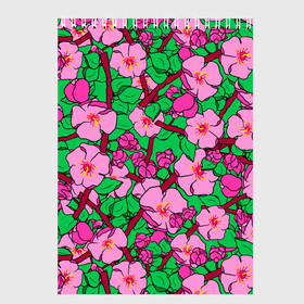 Скетчбук с принтом Цветы Сакуры, Sakura , 100% бумага
 | 48 листов, плотность листов — 100 г/м2, плотность картонной обложки — 250 г/м2. Листы скреплены сверху удобной пружинной спиралью | Тематика изображения на принте: cherry | flowers | japan | pink | sakura | summer | азия | бутоны | вишня | девушкам | деревья | лепестки | лето | листья | нарисованные цветы | природа | розовые цветы | сад | сакура | сакура вишня | сакура цветок