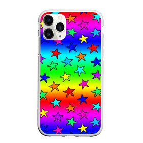 Чехол для iPhone 11 Pro матовый с принтом Радужные звезды , Силикон |  | baby | children | girl | gradient | kids | neon | rainbow | space | stars | градиент | девчачие | девчачье | детские | детский рисунок | звездочки | звезды | космос | красочные | малышам | неоновые | ночные | радуга | разноцветные