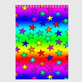 Скетчбук с принтом Радужные звезды , 100% бумага
 | 48 листов, плотность листов — 100 г/м2, плотность картонной обложки — 250 г/м2. Листы скреплены сверху удобной пружинной спиралью | Тематика изображения на принте: baby | children | girl | gradient | kids | neon | rainbow | space | stars | градиент | девчачие | девчачье | детские | детский рисунок | звездочки | звезды | космос | красочные | малышам | неоновые | ночные | радуга | разноцветные