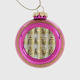 Стеклянный ёлочный шар с принтом gold & white , Стекло | Диаметр: 80 мм | versace | абстракция | версаче | золотые узоры | паттерн | текстуры | узоры