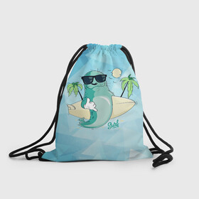 Рюкзак-мешок 3D с принтом Surf , 100% полиэстер | плотность ткани — 200 г/м2, размер — 35 х 45 см; лямки — толстые шнурки, застежка на шнуровке, без карманов и подкладки | арт | графика | животные | лето | морской котик | пальмы | сёрфинг