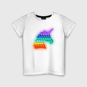 Детская футболка хлопок с принтом POP IT Единорог , 100% хлопок | круглый вырез горловины, полуприлегающий силуэт, длина до линии бедер | it | minecraft | pop | unicorn | детская | детский | единорог | майнкрафт | пиксели | цветной