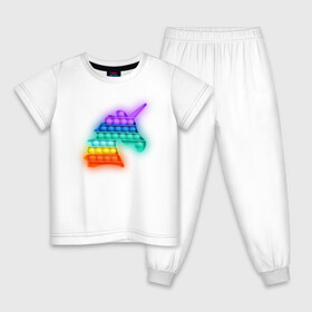 Детская пижама хлопок с принтом POP IT Единорог , 100% хлопок |  брюки и футболка прямого кроя, без карманов, на брюках мягкая резинка на поясе и по низу штанин
 | it | minecraft | pop | unicorn | детская | детский | единорог | майнкрафт | пиксели | цветной