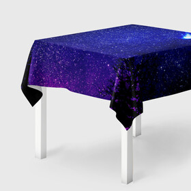 Скатерть 3D с принтом ПОЛЁТ КОМЕТЫ  , 100% полиэстер (ткань не мнется и не растягивается) | Размер: 150*150 см | Тематика изображения на принте: вселенная | звёзды | комета | млечныйпуть | небо | ночь | сияние