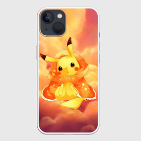 Чехол для iPhone 13 с принтом Пикачу на облачках ,  |  | anime | picachu | pikachu | аниме | милый | пика | пикачу | покебол | покемон