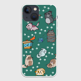 Чехол для iPhone 13 mini с принтом Котики ,  |  | детский мультфильм | животные | звери | котики | кошки | мультфильм | смешные животные | смешные котики