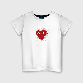 Детская футболка хлопок с принтом Сердце с глазами , 100% хлопок | круглый вырез горловины, полуприлегающий силуэт, длина до линии бедер | eays | heart with eyes | japan | глаза | глазки | как парни | ком де гарсон | мода | сердце | сердце с глазами | сердце с глазищами | токио | уличный стиль | японский бренд | японский дизайн
