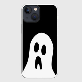 Чехол для iPhone 13 mini с принтом Привидение ,  |  | белый призрак | минимализм | привидение | призрак | рисунок | сверхъестественное
