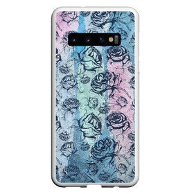 Чехол для Samsung Galaxy S10 с принтом Темные розы - в стиле Гранж , Силикон | Область печати: задняя сторона чехла, без боковых панелей | grunge | вампирский | гранж | графика | графический | потертый | розочки | розы | темные | темный | цветочки | цветы