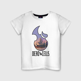Детская футболка хлопок с принтом Dead Cells logo landscape , 100% хлопок | круглый вырез горловины, полуприлегающий силуэт, длина до линии бедер | cell | cells | dead | dead cells | game | gamer | games | metroidvania | roguelike | игра | игры
