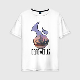 Женская футболка хлопок Oversize с принтом Dead Cells logo landscape , 100% хлопок | свободный крой, круглый ворот, спущенный рукав, длина до линии бедер
 | Тематика изображения на принте: cell | cells | dead | dead cells | game | gamer | games | metroidvania | roguelike | игра | игры