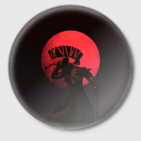 Значок с принтом Красная луна ,  металл | круглая форма, металлическая застежка в виде булавки | bloodborne | game | games | stranger | бладборн | игра | игры | соулс | странник