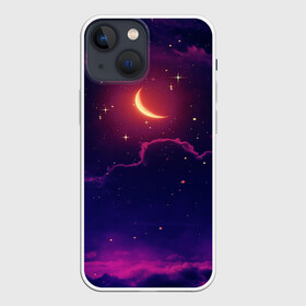 Чехол для iPhone 13 mini с принтом СКАЗОЧНАЯ НОЧЬ ,  |  | звёзды | космос | луна | мир | ночь | облака