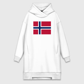 Платье-худи хлопок с принтом Норвегия | Флаг Норвегии ,  |  | красный | линии | норвегии | норвегия | синий | флаг | флаг норвегии