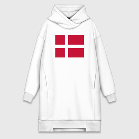 Платье-худи хлопок с принтом Дания | Флаг Дании ,  |  | белый | герб | дании | дания | красный | линии | флаг