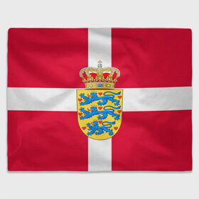 Плед 3D с принтом Дания | Герб и флаг Дании , 100% полиэстер | закругленные углы, все края обработаны. Ткань не мнется и не растягивается | герб | дании | дания | корона | лев | львы | сердца | сердце | флаг | щит